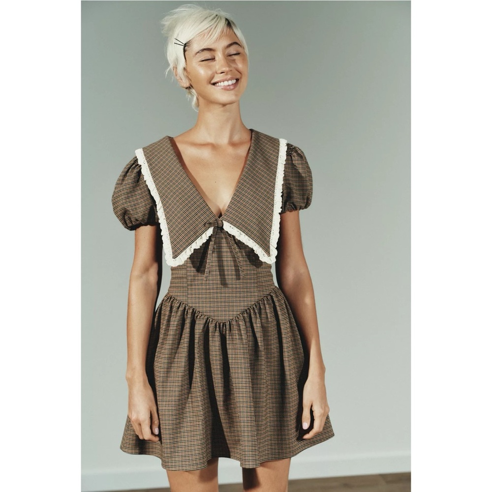 Zara PLAID PETER PAN COLLAR DRESS